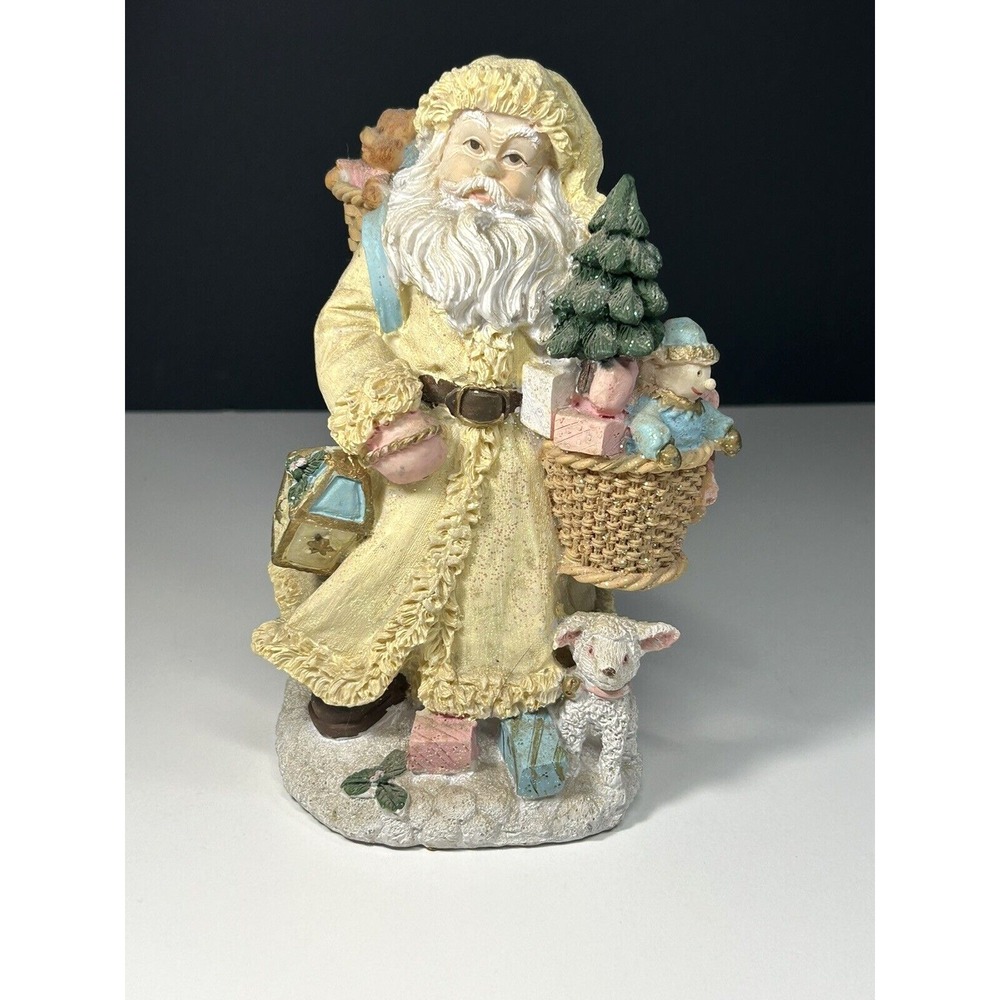 VTG Colorful Sparkling Christmas Santa Claus Holding Lantern and  Gift Basket - Picture 2 of 7